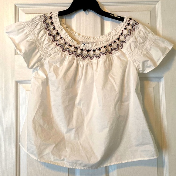 White Scoop Neck Blouse - Picture 1 of 3